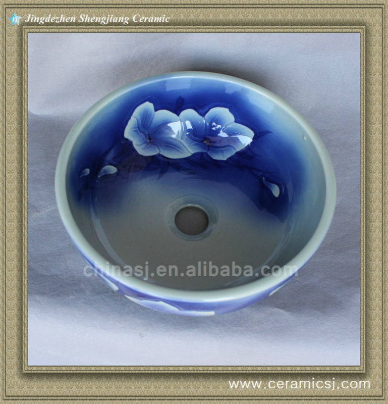 588837725_774 colorful chinese ceramic bathroom sink WRYBH93 - shengjiang  ceramic  factory   porcelain art hand basin wash sink