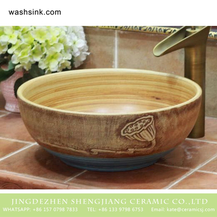 TPAA-212-w15h41j395 TPAA-212 Carved lotus pattern Chinese style Jingdezhen art ceramic small bathroom sinks - shengjiang  ceramic  factory   porcelain art hand basin wash sink