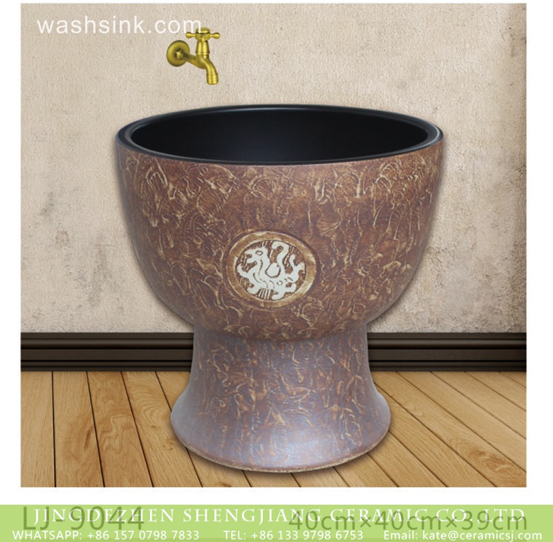 LJ-9044 Hot sell new product black wall and brown color surface bathroom mop sink  LJ-9044 - shengjiang  ceramic  factory   porcelain art hand basin wash sink