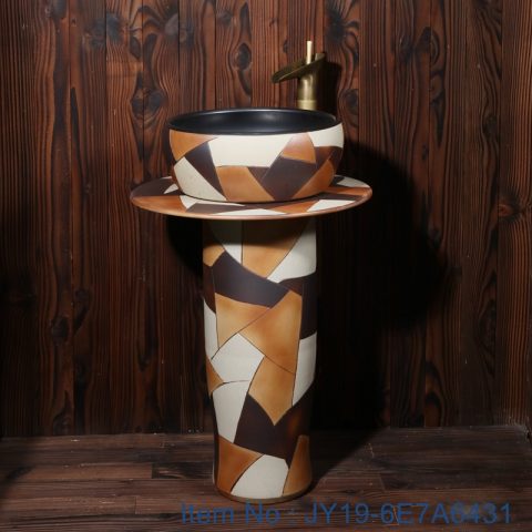 JY19-6E7A6341 Wholesale artistic color glazed oval bathroom ceramic washbasin with different pattern