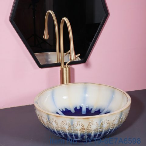 JY19-6E7A6598 China wholesale color glazed bathroom porcelain table top vanity basin