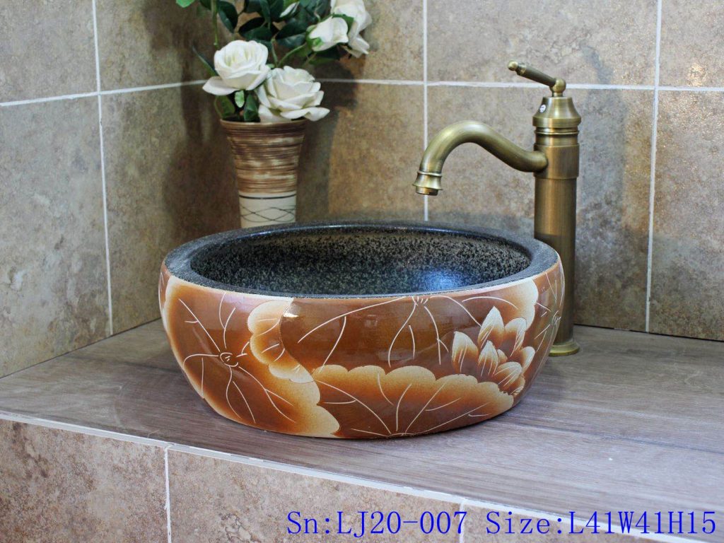 LJ20-007-1024x768 LJ20-007 Creative hand painting lotus leaf decorative wash basin - shengjiang  ceramic  factory   porcelain art hand basin wash sink
