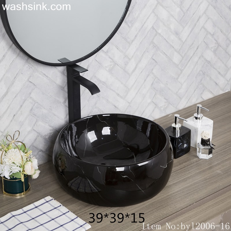 byl2006-16 byl2006-16 Shengjiang creative black glaze with crack pattern square ceramic washbasin - shengjiang  ceramic  factory   porcelain art hand basin wash sink