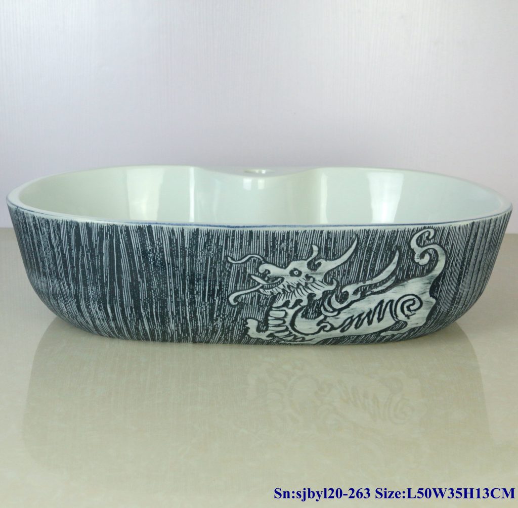 sjbyl20-263-（椭圆带孔）蛟龙出海-1024x1005 sjby120-263 Jingdezhen Hand painted  Ceramic washbasin with dragon and sea pattern - shengjiang  ceramic  factory   porcelain art hand basin wash sink