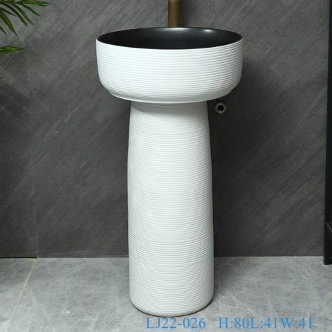 LJ22-026 Jingdezhen Ceramic Wash Basins White Color Glazed Counter top Hotel Bathroom Floor Stand Sink