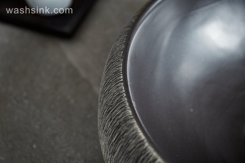 LJ24-009-B-Q0-A8543 LJ24-009  Round drum design grey and black classic ceramic wash basin - shengjiang  ceramic  factory   porcelain art hand basin wash sink