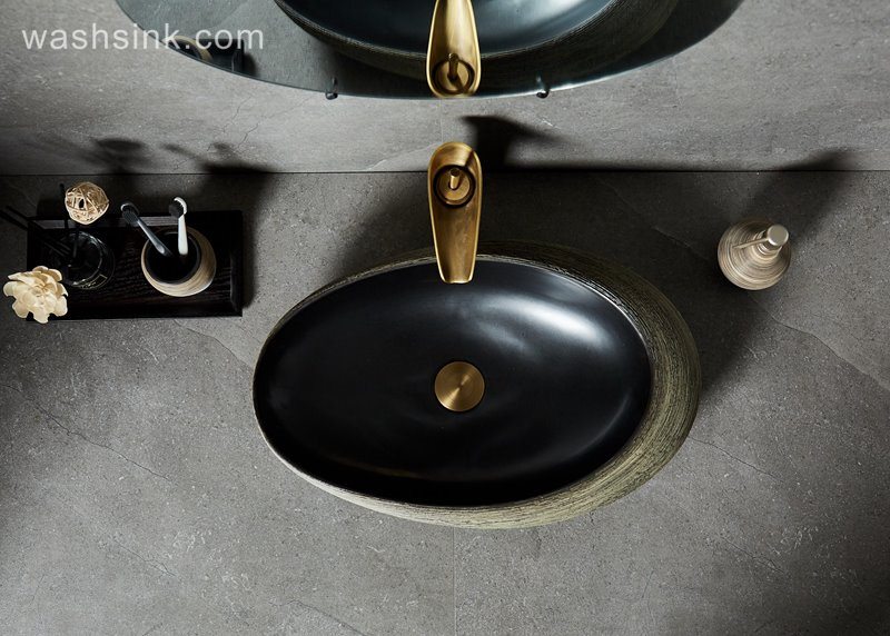 LJ24-013-BQ0A8702 LJ24-0013  2024 The new cobblestone ceramic home furnishes beautiful and generous wash basin - shengjiang  ceramic  factory   porcelain art hand basin wash sink