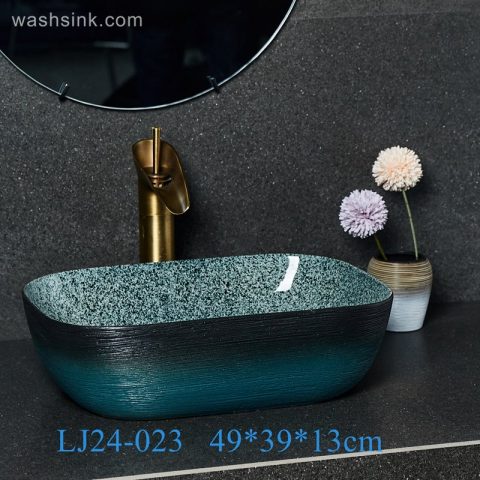 LJ24-0023  Rectangular Bathroom Over The Counter Sinks,Fine Porcelain Vessel Sinks With Enamel Glaze Finish