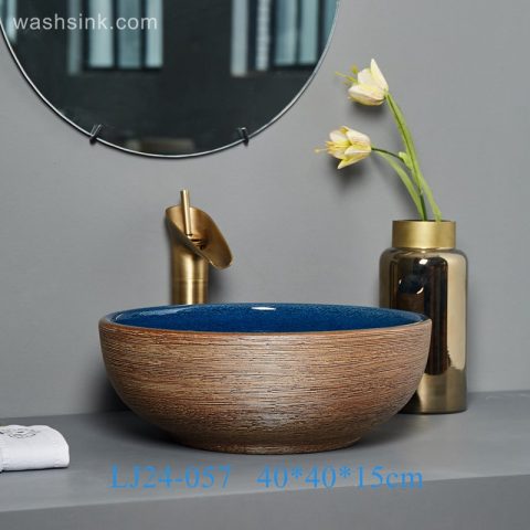 LJ24-0057   Creative brown stripe design color brillian novel bathroom ceramic wash sink