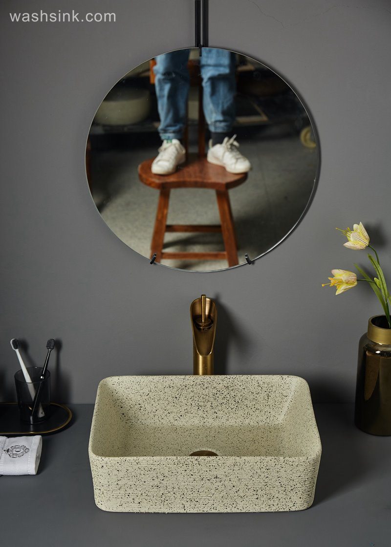 LJ24-079-BQ0A7318 LJ24-0079   Cream-Colored Bathroom Vessel Sink Porcelain Ceramic Sink Bowl Vanity Sink Art Basin for Bathrooms - shengjiang  ceramic  factory   porcelain art hand basin wash sink