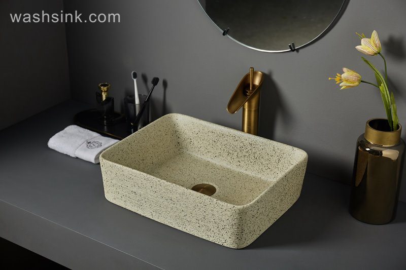 LJ24-079-BQ0A7324 LJ24-0079   Cream-Colored Bathroom Vessel Sink Porcelain Ceramic Sink Bowl Vanity Sink Art Basin for Bathrooms - shengjiang  ceramic  factory   porcelain art hand basin wash sink