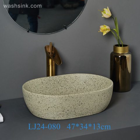 LJ24-0080   Bathroom Boat Hotel Ceramic Wash Basin Home Retro Balcony Above Counter Basin Vessel Sinks 