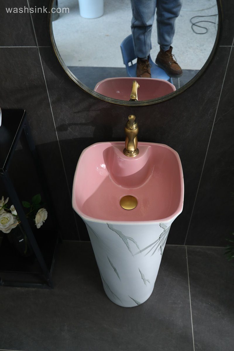 LJ24-095-6W5A3877 LJ24-0095  Independent bathroom vertical sink inside pink simple generous high-grade ceramic sink - shengjiang  ceramic  factory   porcelain art hand basin wash sink