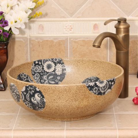 Modern floral design Ceramic basin for washing clothes