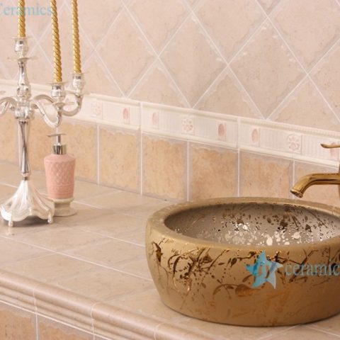 RYXW695 Golden thicken wall round ceramic indoor sink basin