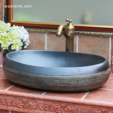 TPAA-151 Hot sale Jingdezhen Shengjiang Matte black restaurant oval washing hand basin