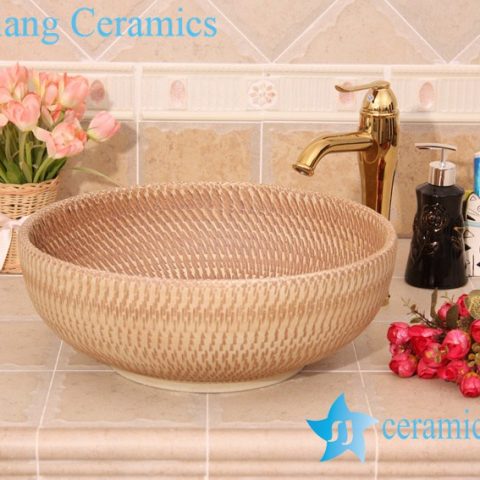 YL-O_6196 Hand carving ceramic mini wash basin