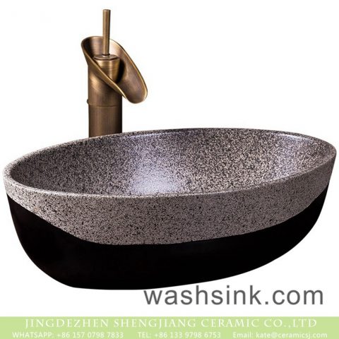 Jingdezhen Shengjiang factory direct oval ceramic domestic wash basin Chinese style retro antique design bathroom vanity basin black and white with spots XXDD-45-5