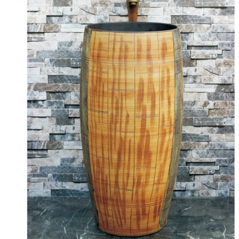 Shengjiang factory sales hand carved the wood stripe one-piece basin LJ-1006