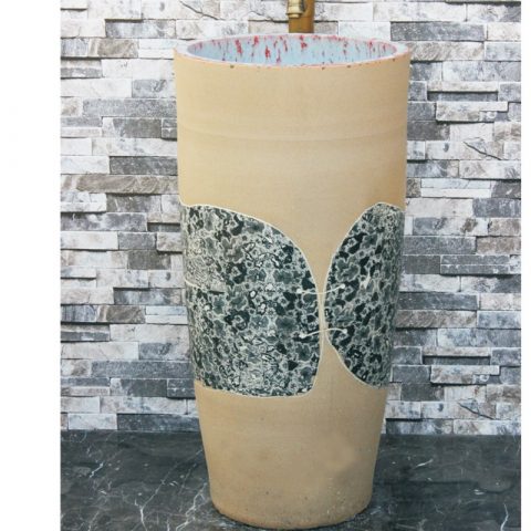 Hot sales new design light color with wintersweet pattern surface one-piece basin LJ-1042