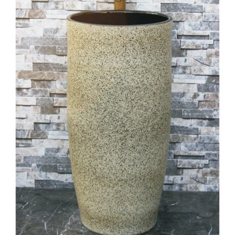 Shengjiang factory new products yellow color with black spots surface pedestal basin  LJ-1053