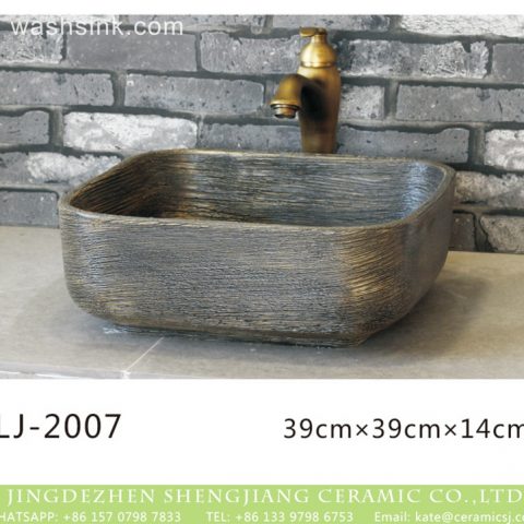 Jingdezhen factory direct wholesale durable dark color foursquare wash basin  LJ-2007