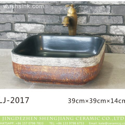 Chinese modern new style smooth black wall brown color and white edge surface lavabo  LJ-2017