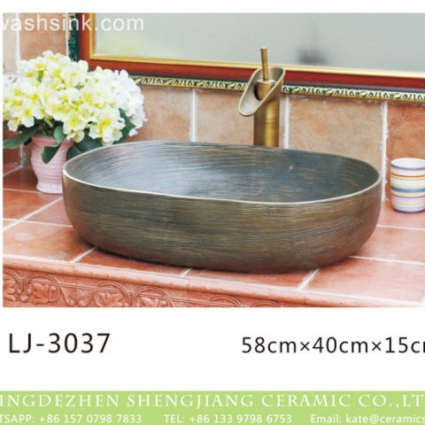 China traditional oval ceramic imitating marble wash sink   LJ-3037