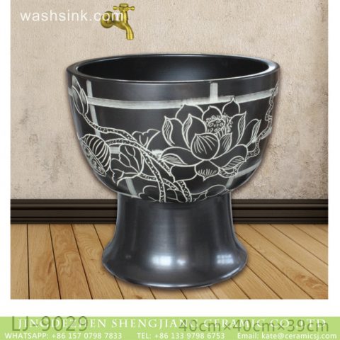 Shengjiang factory direct black surface with art flowers printing floor mop basin  LJ-9029