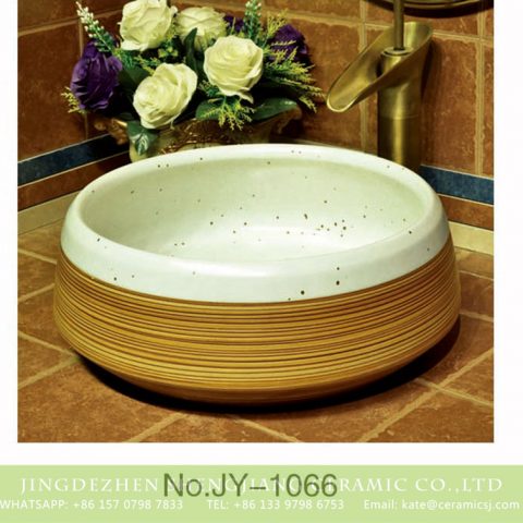 Japanese style white and brown color wash hand basin    SJJY-1066-14