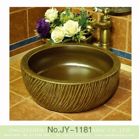 Jingdezhen wholesale dark color carved knife stroke surface round sanitary ware    SJJY-1181-25