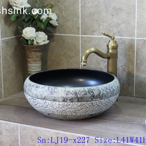 LJ19-x227     Modern style ceramic with leaves design art sink