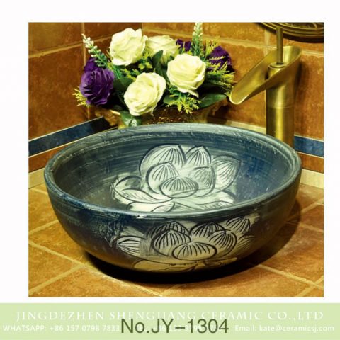 China ancient style dark color with pure hand painted flowers pattern wash sink    SJJY-1304-36