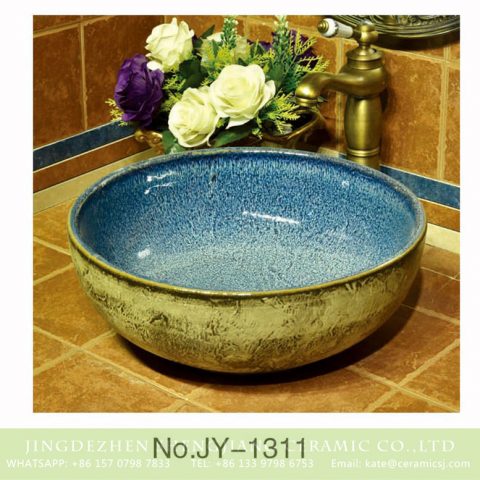 China ancient porcelain smooth blue color inner wall wash hand basin    SJJY-1311-37