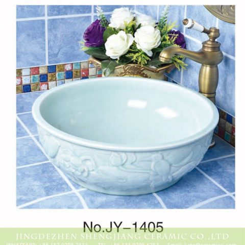 Factory cheap price hand craft ceramic solid color vanity basin    SJJY-1405-46