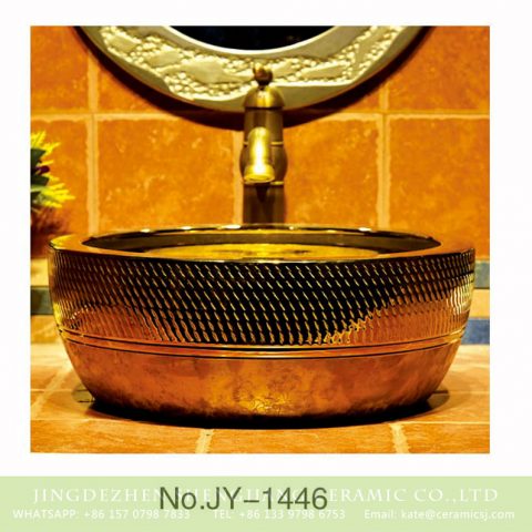 Bathroom design sparkle golden vanity basin      SJJY-1446-50