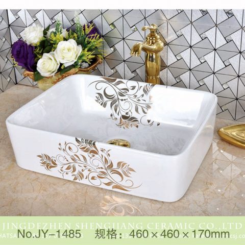 Large bulk sale white square ceramic with hand painted pattern wash sink      SJJY-1485-56