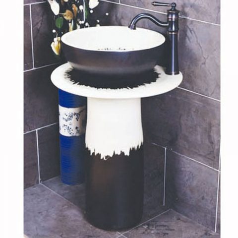 SJJY-2233-29   Modern design black and white color one piece basin