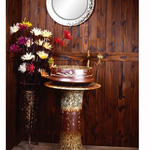 SJJY-2272-33   China retro style porcelain durable one piece basin