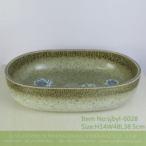 sjbyl-6028 Applique through zhi lian forest pattern daily ceramic basin large oval porcelain basin wash basin