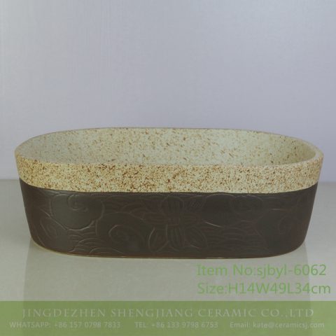 sjbyl-6062 Chinese style beautiful Ancient cloud wash basin daily ceramic basin large oval porcelain basin