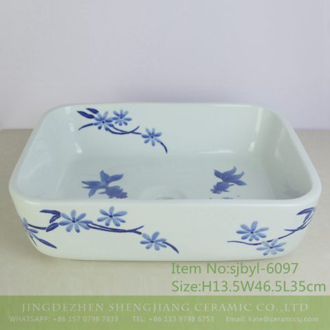 sjbyl-6097 Fresh floret goldfish pattern wash basin daily ceramic basin large oval porcelain basin