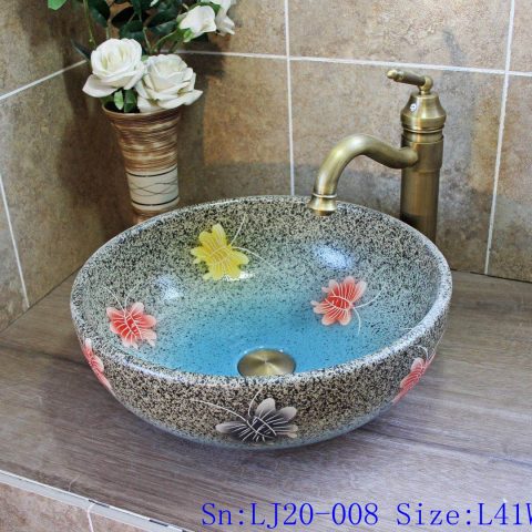 LJ20-008 Creative butterfly decorative ceramic round washbasin