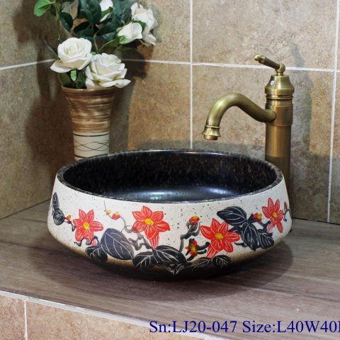 LJ20-047Hand-painted remote sunset design square washbasin