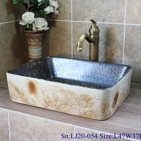 LJ20-054 Creative hand-painted carp design rectangular washbasin