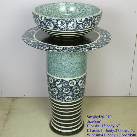 sjby120-010 Jingdezhen hand-painted 12 zodiac zebra-striped washbasin