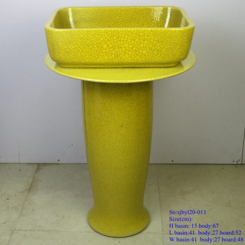 sjby120-011Jingdezhen handmade yellow pattern flaky washbasin