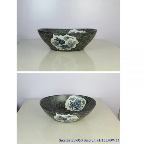 sjby120-050 Shengjiang handwork black zodiac pattern washbasin