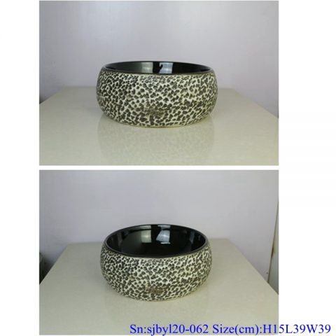 sjby120-062Hand painted black gold stone wash basin in Shengjiang