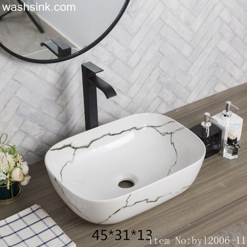 byl2006-11 Shengjiang irregular black crack pattern creative rectangular ceramic washbasin